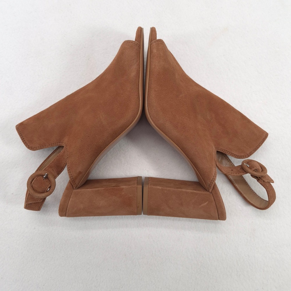 Banana Republic Brown Suede Block Heel Slingback Sandals Open Toe Womens 7.5 - Picture 9 of 10
